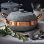 دیگ و دیزی سنگی با دسته مسی مدل لنا